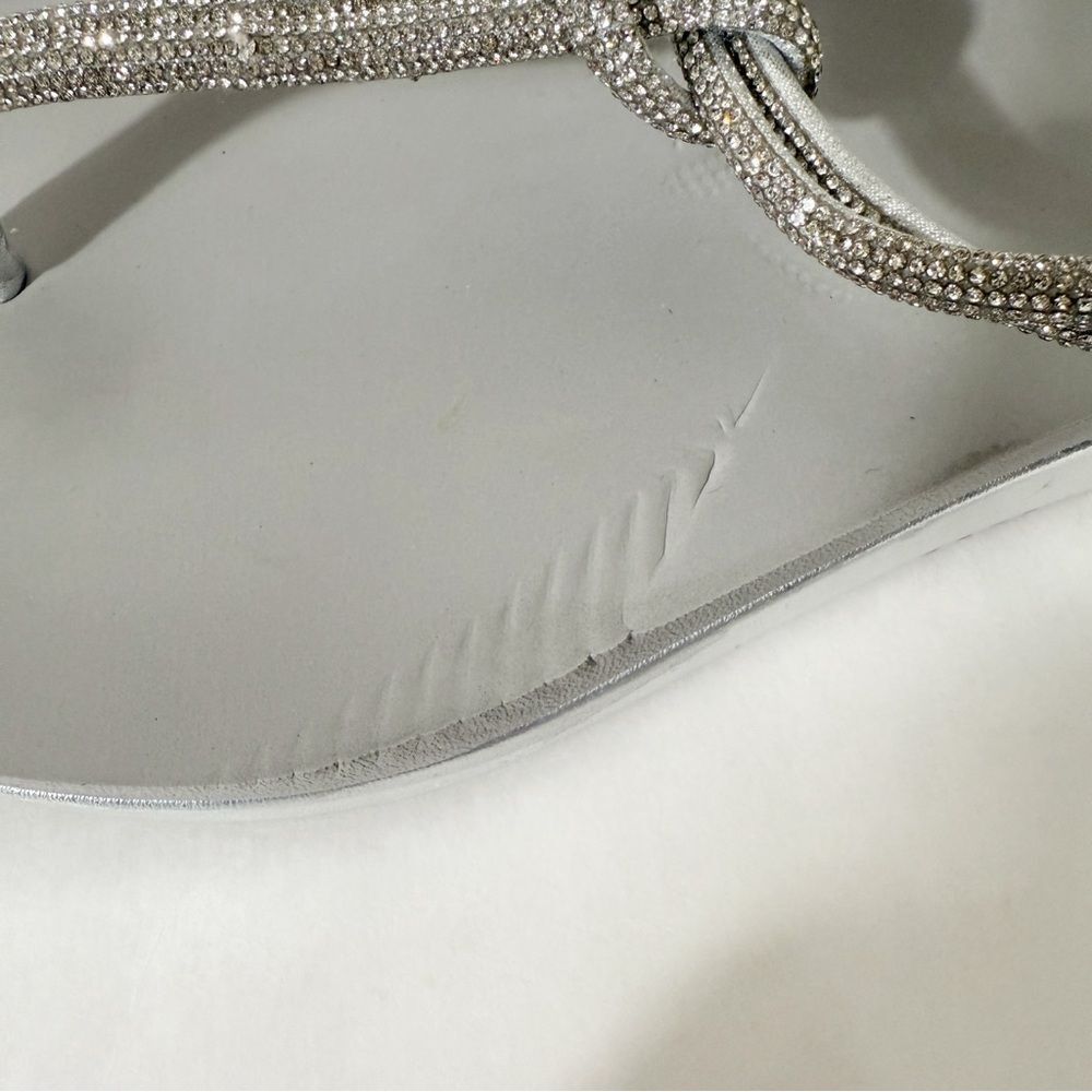 VOLATILE Womens Calypso Knotted Silver Rhinestones Embellished Wedge Sandal Sz 8 - Picture 6 of 7